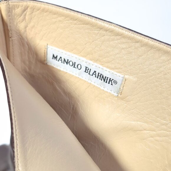 MANOLO BLAHNIK Boots Womens  8.5 Brown Leather Mid Calf Boots *EXCELLENT* - Picture 11 of 11